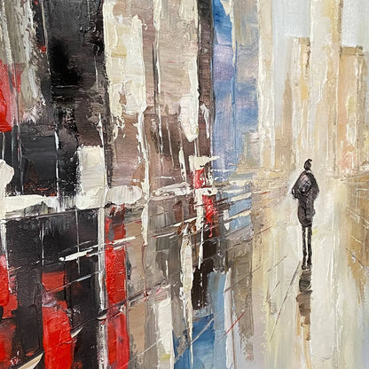 URBAN SOLITUDE: Minimalist Cityscape Painting | rolled canvas, ready for custom framing