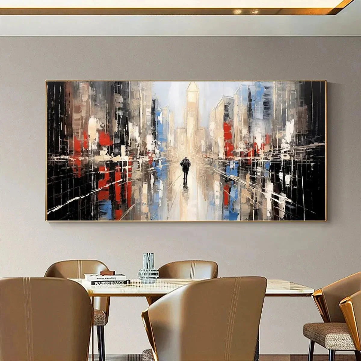 URBAN SOLITUDE: Minimalist Cityscape Painting | Minimalist mood, soft natural light studio shot