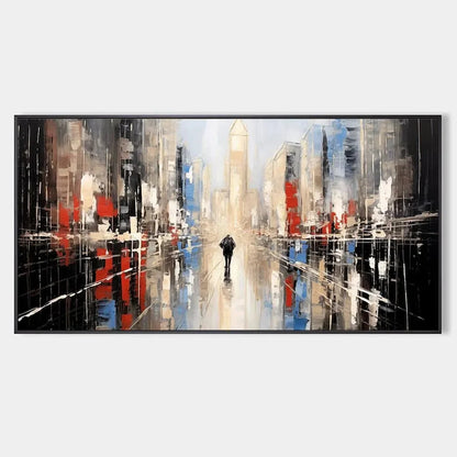 URBAN SOLITUDE: Minimalist Cityscape Painting | hanging in living room, Minimalist wall art
