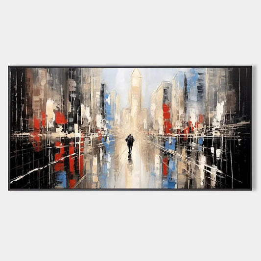 URBAN SOLITUDE: Minimalist Cityscape Painting | hanging in living room, Minimalist wall art