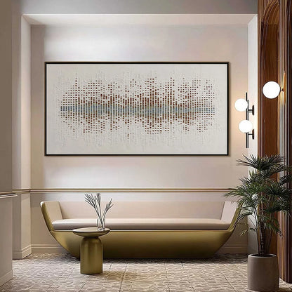 URBAN SONATA: Large Textured Minimalist Abstract Painting | gold frame stretched on neutral wall