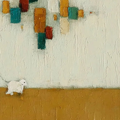 URBAN STROLL: Textured Figurative Abstract Painting of a Walk with a Companion | rectangular format, hand-painted canvas edge