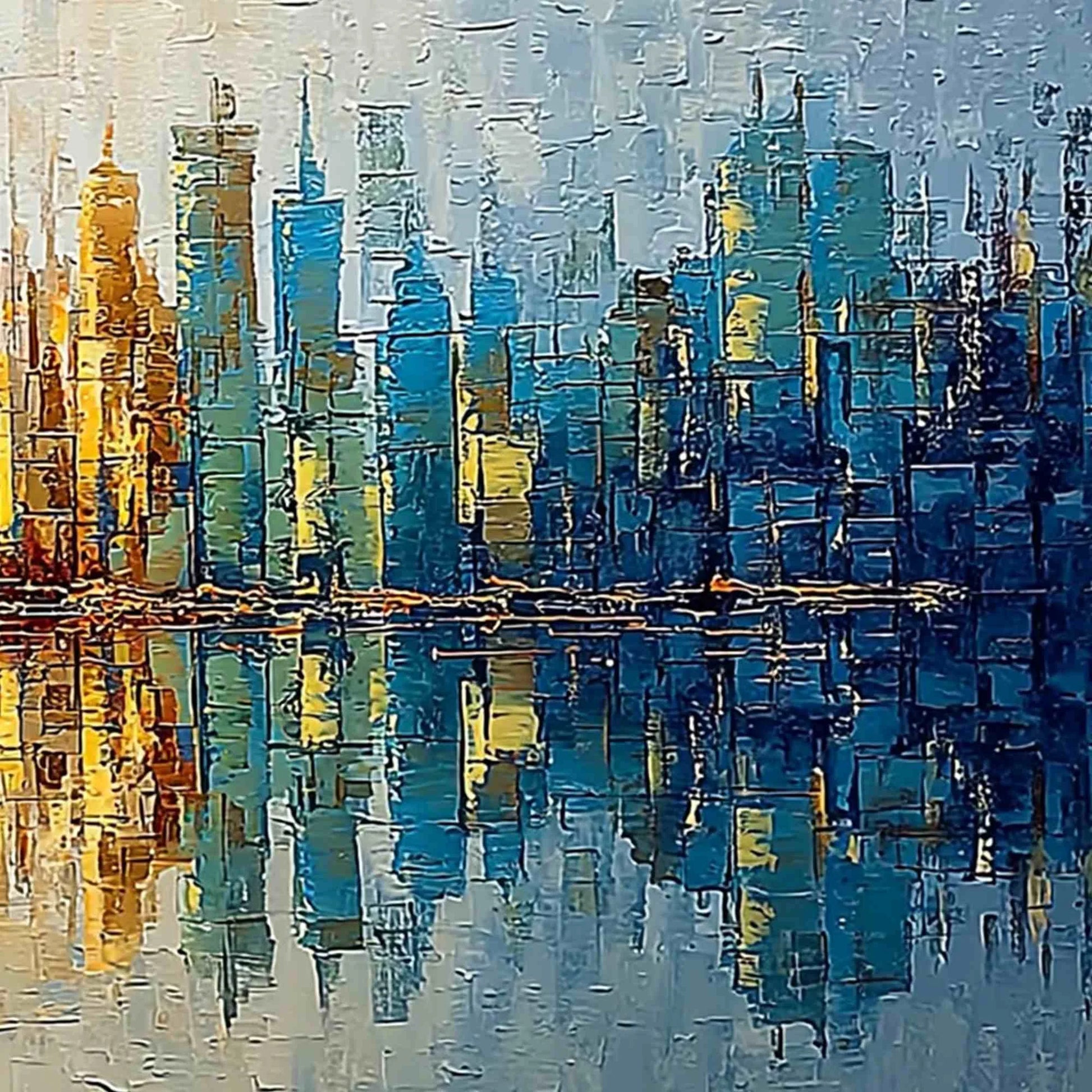 URBAN TWILIGHT: Textured Palette Knife Abstract Cityscape Painting | rolled canvas, ready for custom framing
