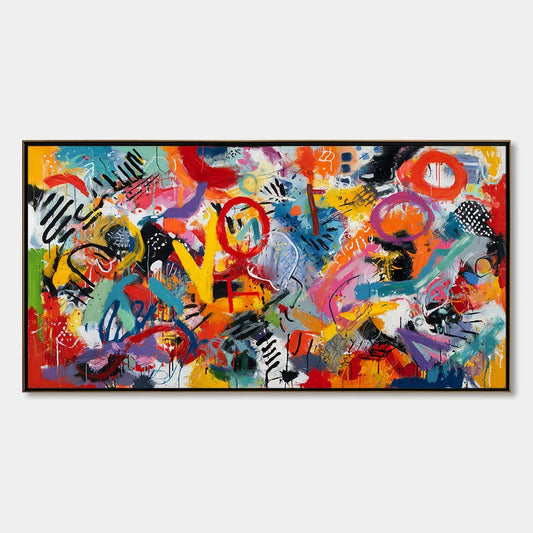 URBAN PULSE: Large Colorful Abstract Graffiti Style Wall Art | hanging in living room, Abstract wall art