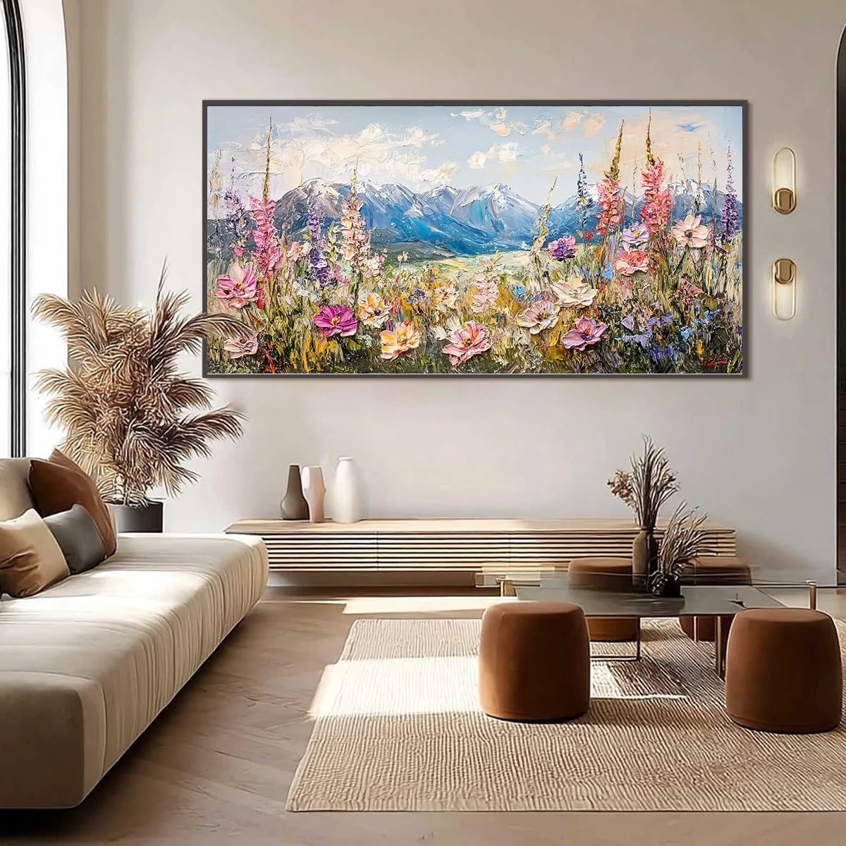 VALLEY BLOSSOM: Impasto Mountain Wildflower Painting | Abstract closeup, raised brushwork detail