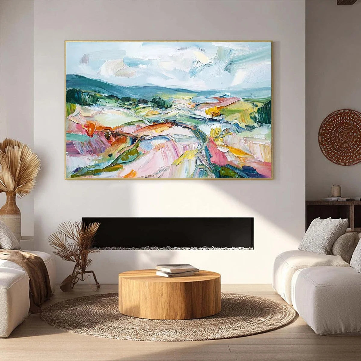 VALLEY IN BLOOM: Textured Palette Knife Abstract Landscape Painting | Abstract closeup, raised brushwork detail