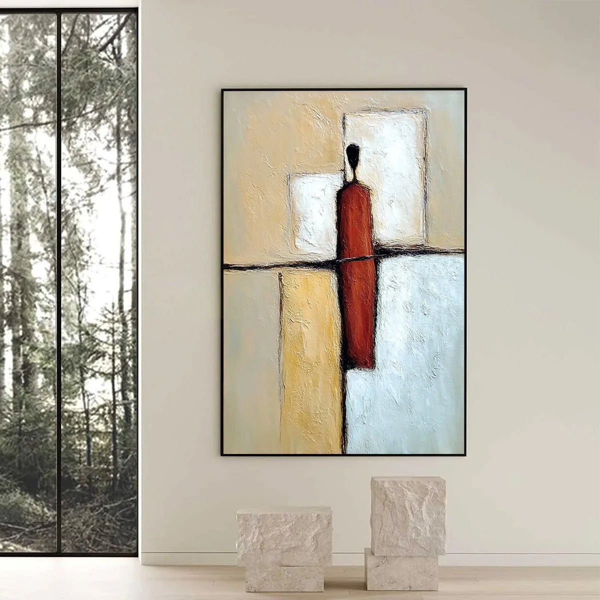 VANGUARD: Textured Abstract Figurative Painting for Modern Decor | Figurative closeup, raised brushwork detail