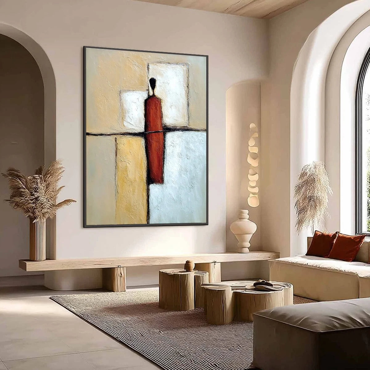 VANGUARD: Textured Abstract Figurative Painting for Modern Decor | Figurative mood, soft natural light studio shot