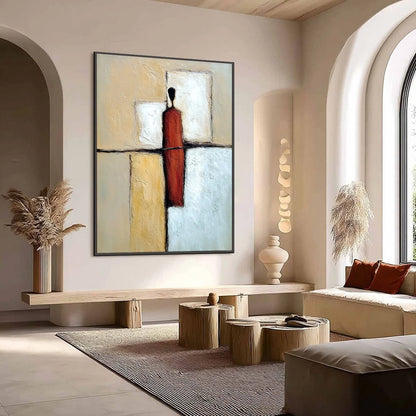 VANGUARD: Textured Abstract Figurative Painting for Modern Decor | Figurative mood, soft natural light studio shot