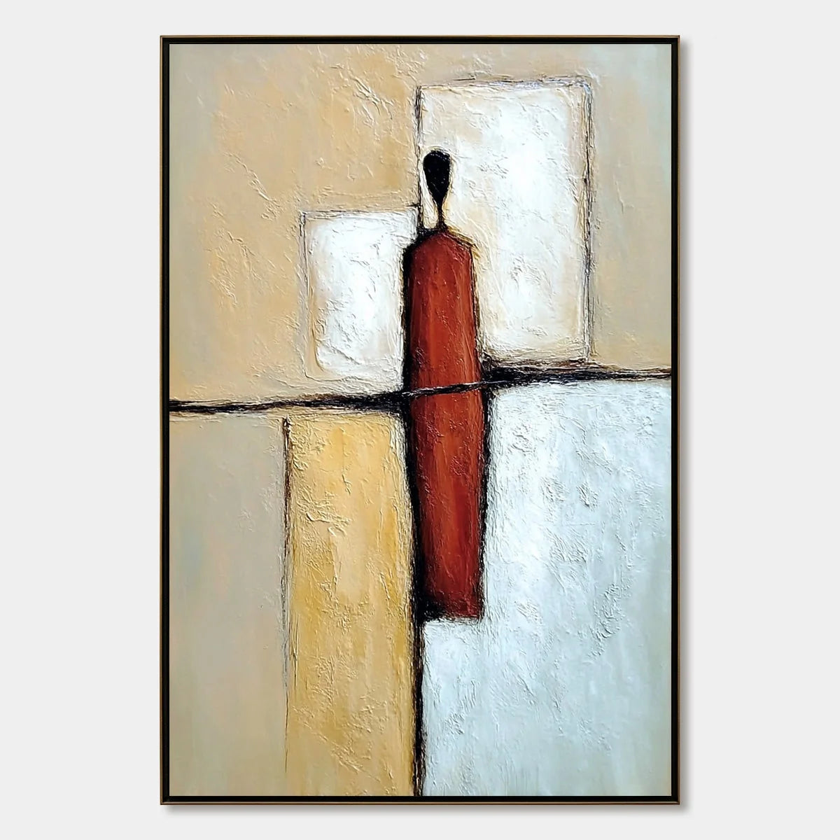VANGUARD: Textured Abstract Figurative Painting for Modern Decor | hanging in living room, Figurative wall art