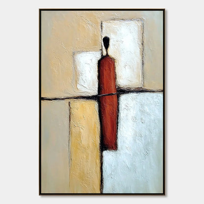 VANGUARD: Textured Abstract Figurative Painting for Modern Decor | hanging in living room, Figurative wall art