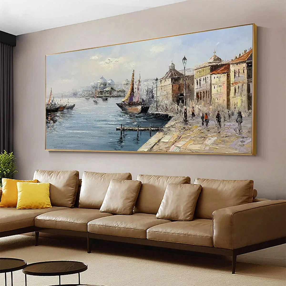 VENETIAN SERENADE: Panoramic Cityscape Oil Painting of Venice | Abstract closeup, raised brushwork detail