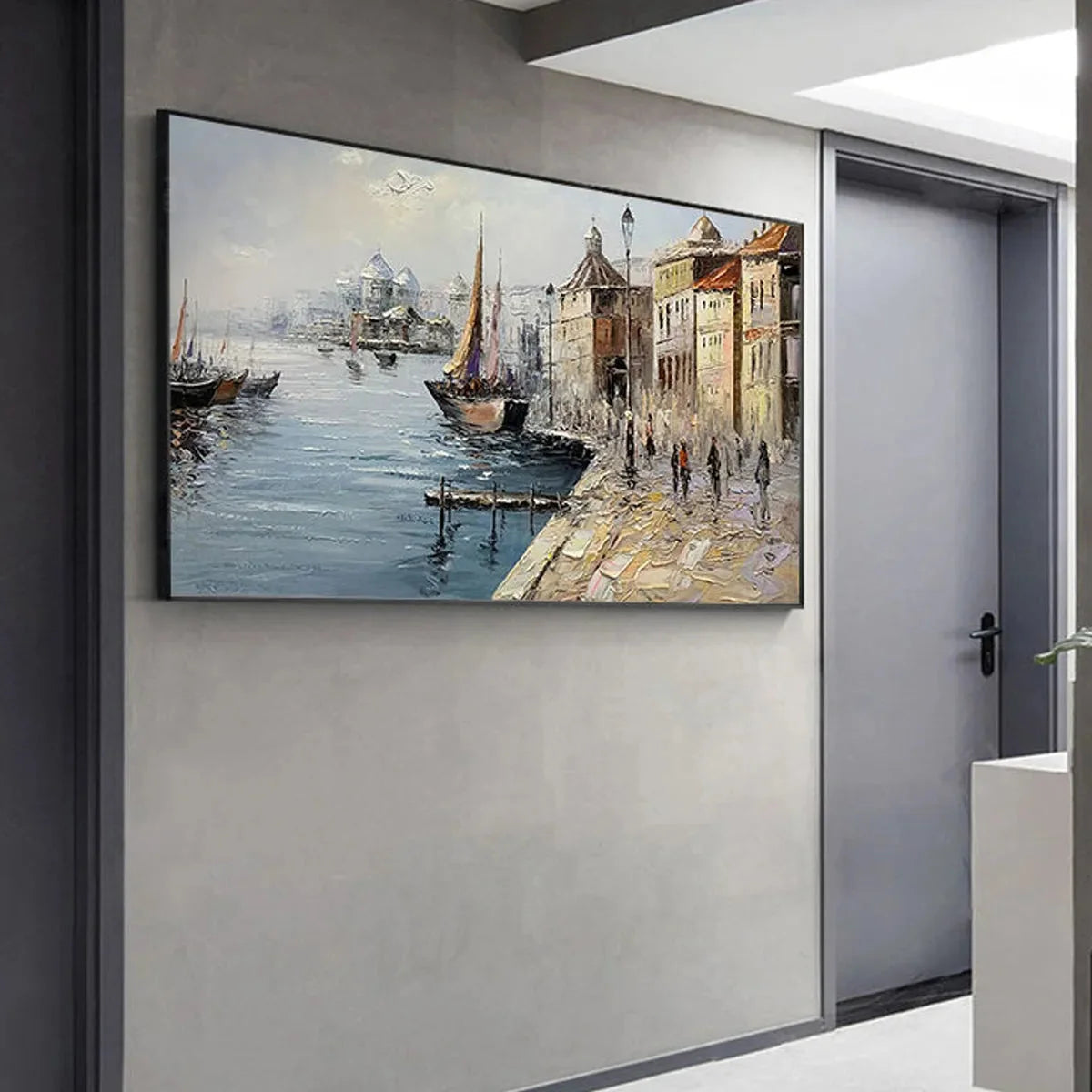 VENETIAN SERENADE: Panoramic Cityscape Oil Painting of Venice | rolled canvas, ready for custom framing