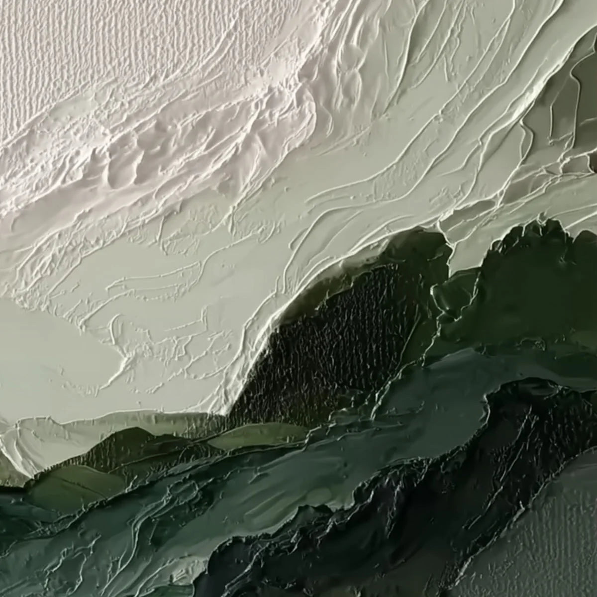 VERDANT ASCENT: Textured Wabi Sabi Mountain Landscape Painting | rectangular format, hand-painted canvas edge