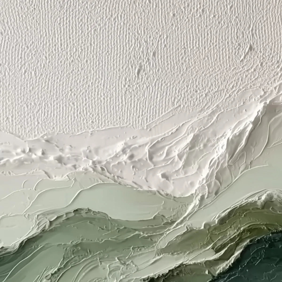 VERDANT ASCENT: Textured Wabi Sabi Mountain Landscape Painting | rolled canvas, ready for custom framing