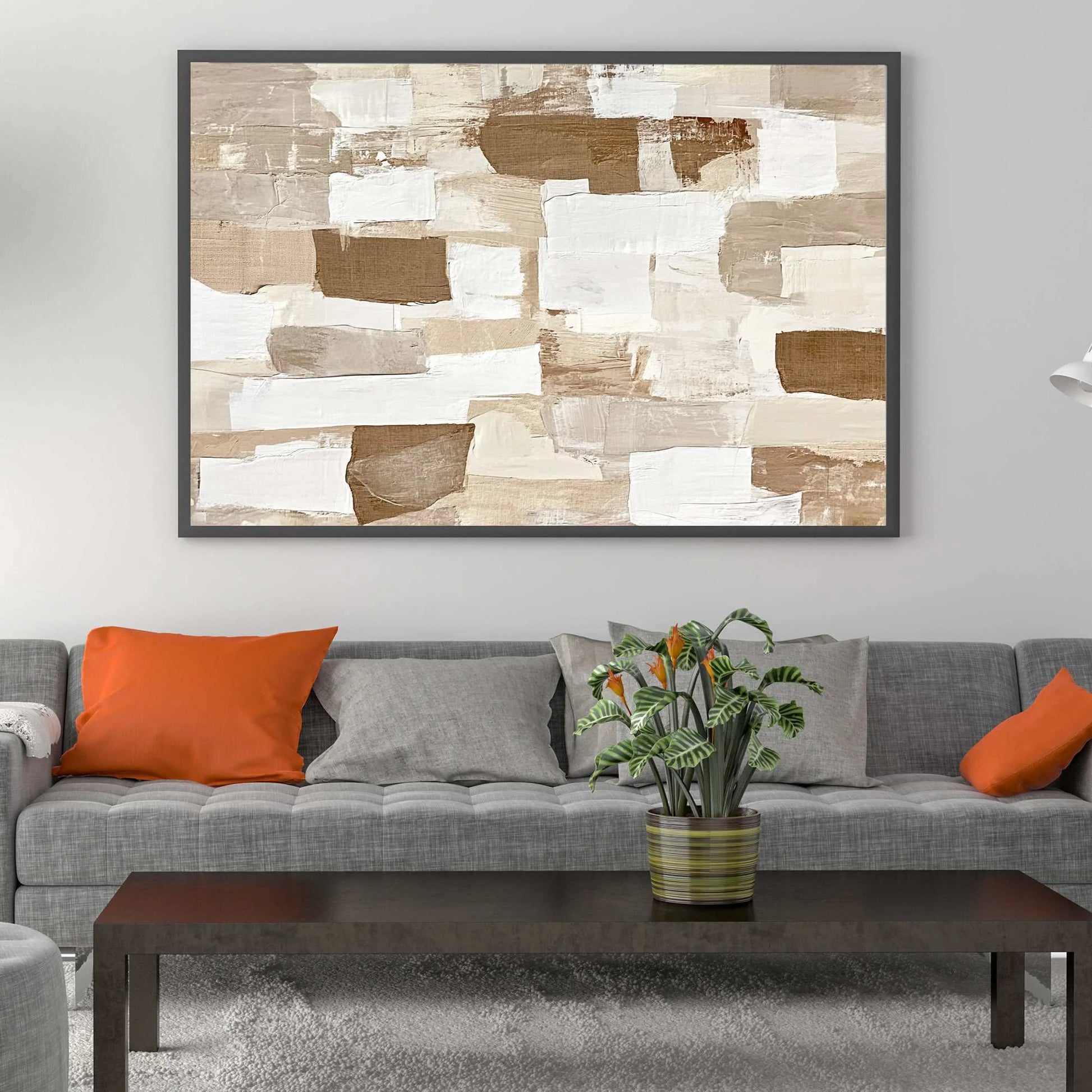 EARTHEN LAYERS: Textured Wabi Sabi Abstract Oil Painting | rectangular format, hand-painted canvas edge