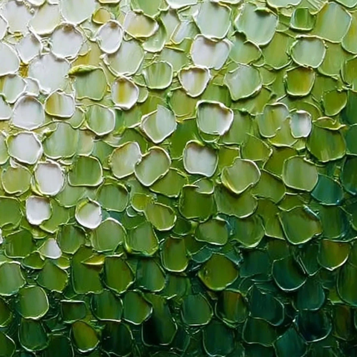 VERDANT BLOOM: Large Green And White Abstract Impasto Painting | rolled canvas, ready for custom framing