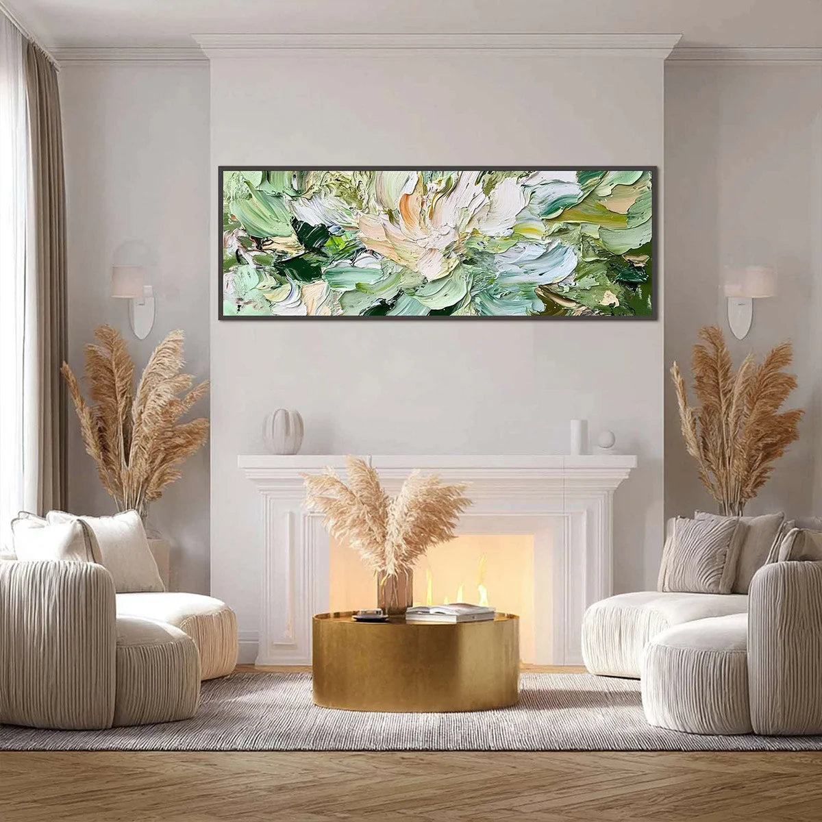 VERDANT BLOOM: Textured Abstract Floral Painting | rolled canvas, ready for custom framing