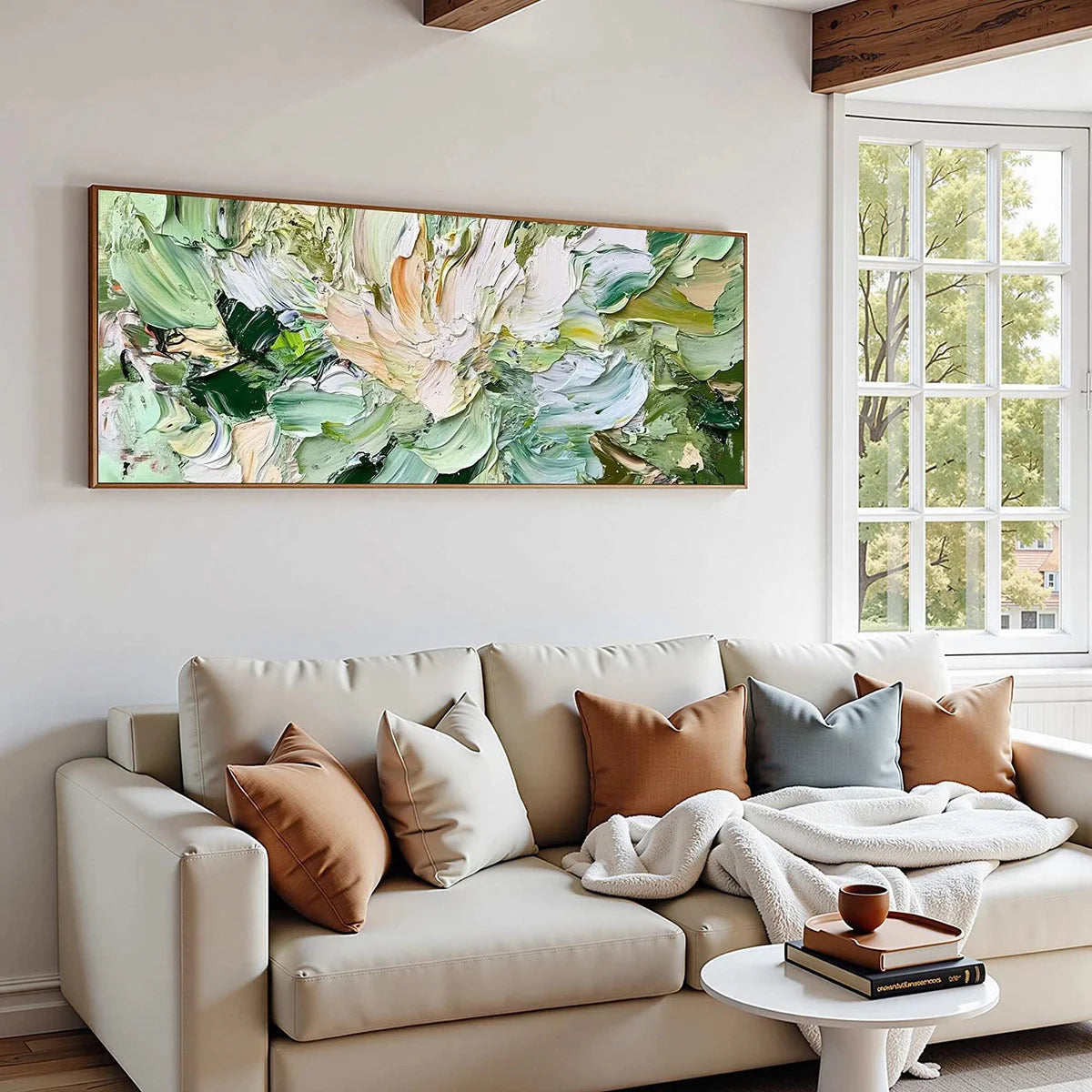 VERDANT BLOOM: Textured Abstract Floral Painting | multi-color palette, original oil on stretched canvas art