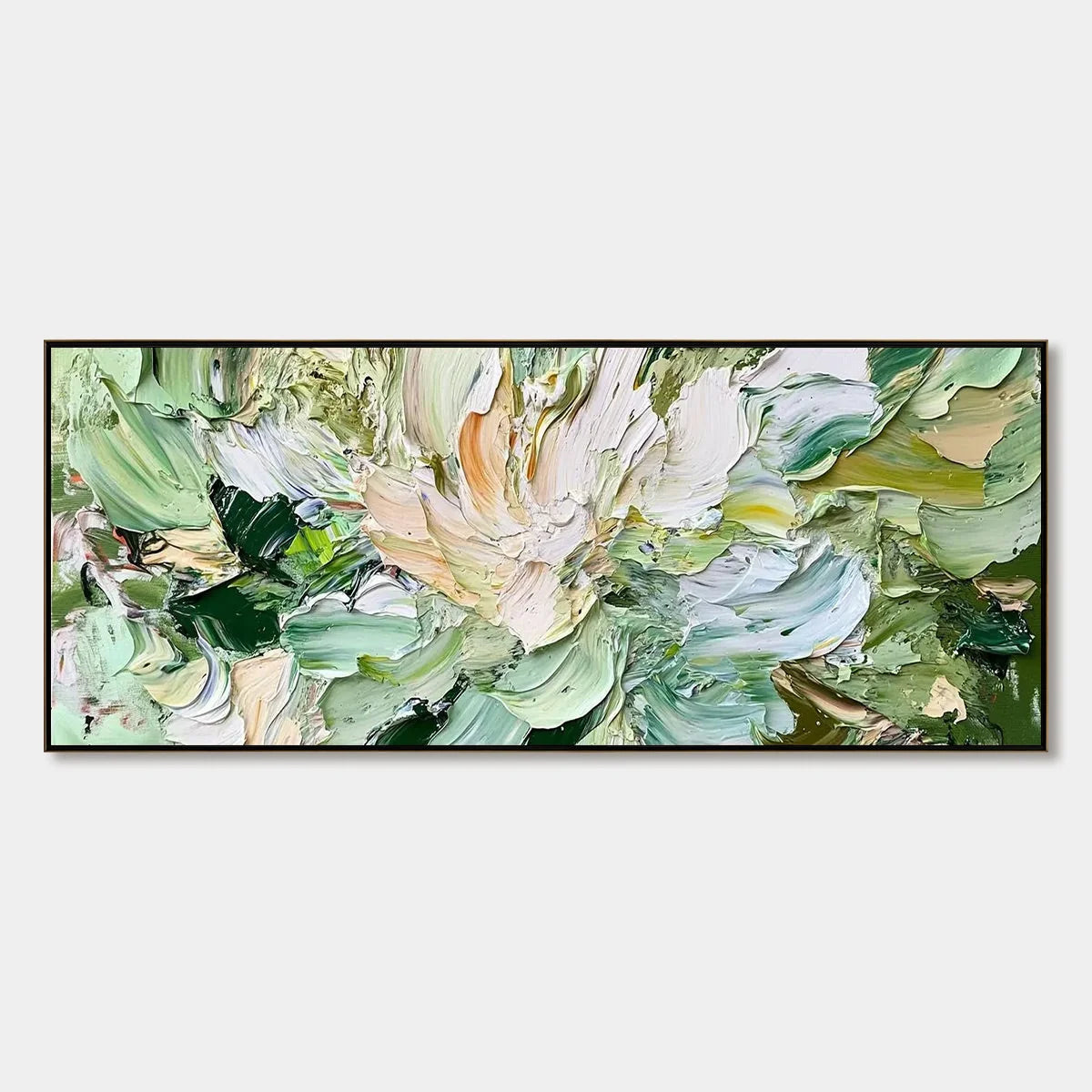 VERDANT BLOOM: Textured Abstract Floral Painting | hanging in living room, Abstract wall art