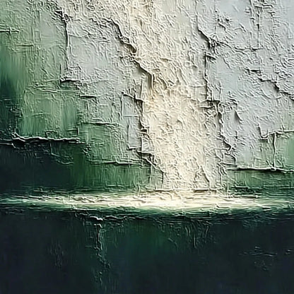 VERDANT CHASM: Textured Wabi Sabi Abstract Landscape Painting | rectangular format, hand-painted canvas edge
