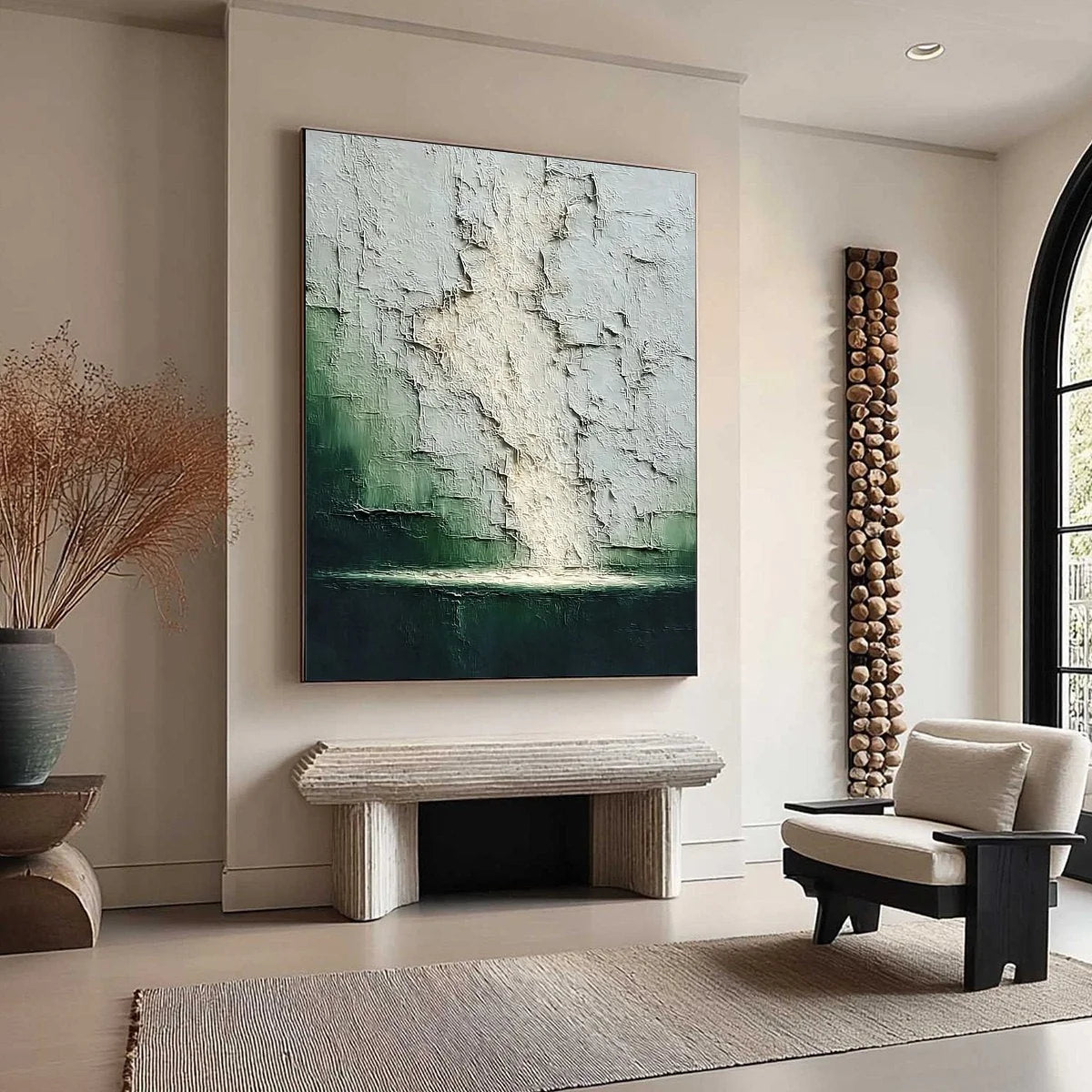VERDANT CHASM: Textured Wabi Sabi Abstract Landscape Painting | multi-color palette, original oil on stretched canvas art