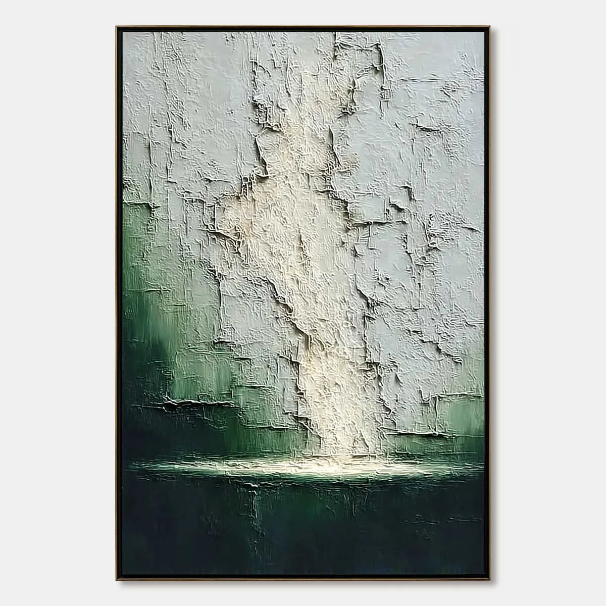 VERDANT CHASM: Textured Wabi Sabi Abstract Landscape Painting | hanging in living room, Abstract wall art