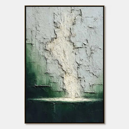 VERDANT CHASM: Textured Wabi Sabi Abstract Landscape Painting | hanging in living room, Abstract wall art