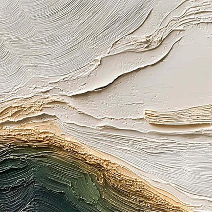 VERDANT COAST: Wabi Sabi Style Textured Abstract Landscape Painting | rolled canvas, ready for custom framing