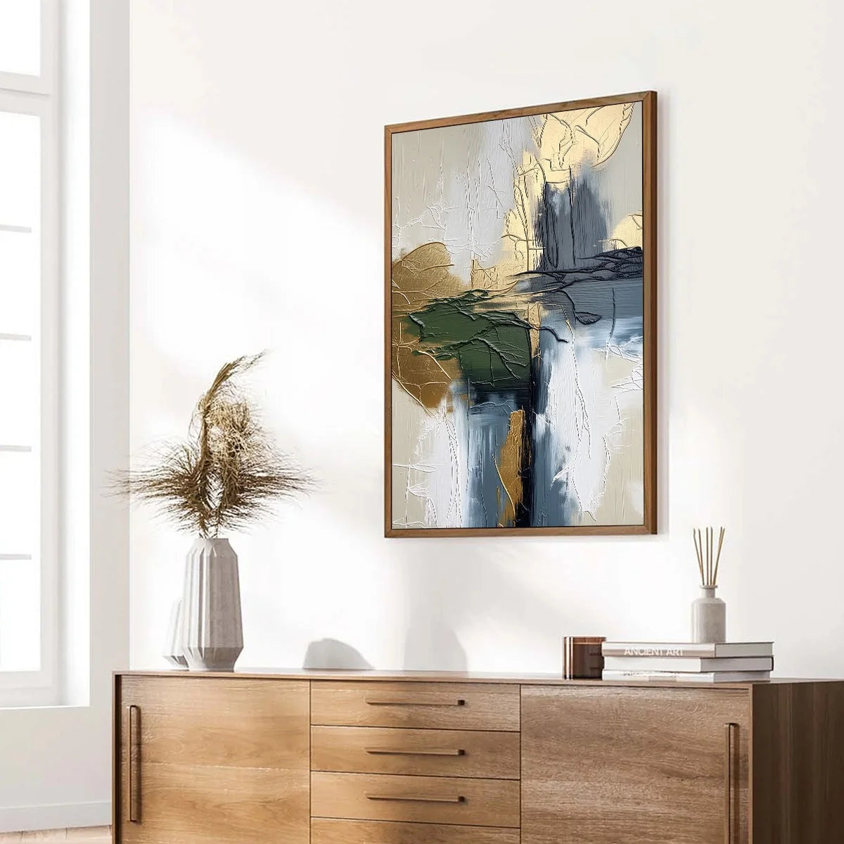 VERDANT ECHO: Textured Wabi Sabi Abstract Landscape Painting | multi-color palette, original oil on stretched canvas art