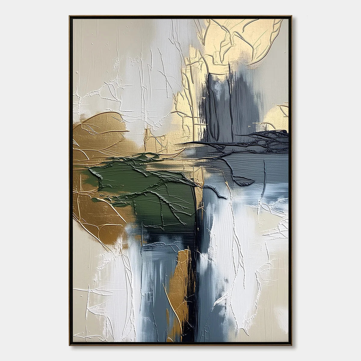 VERDANT ECHO: Textured Wabi Sabi Abstract Landscape Painting | hanging in living room, Abstract wall art