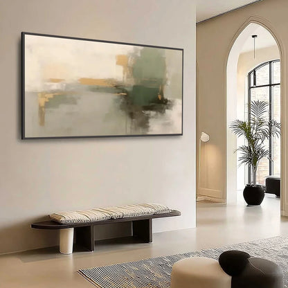 VERDANT ECHO: Wabi Sabi Abstract Landscape Painting | rolled canvas, ready for custom framing