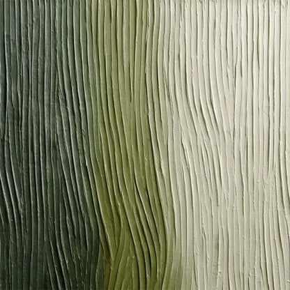 VERDANT GROOVE: Textured Wabi Sabi Abstract Landscape Painting | rectangular format, hand-painted canvas edge