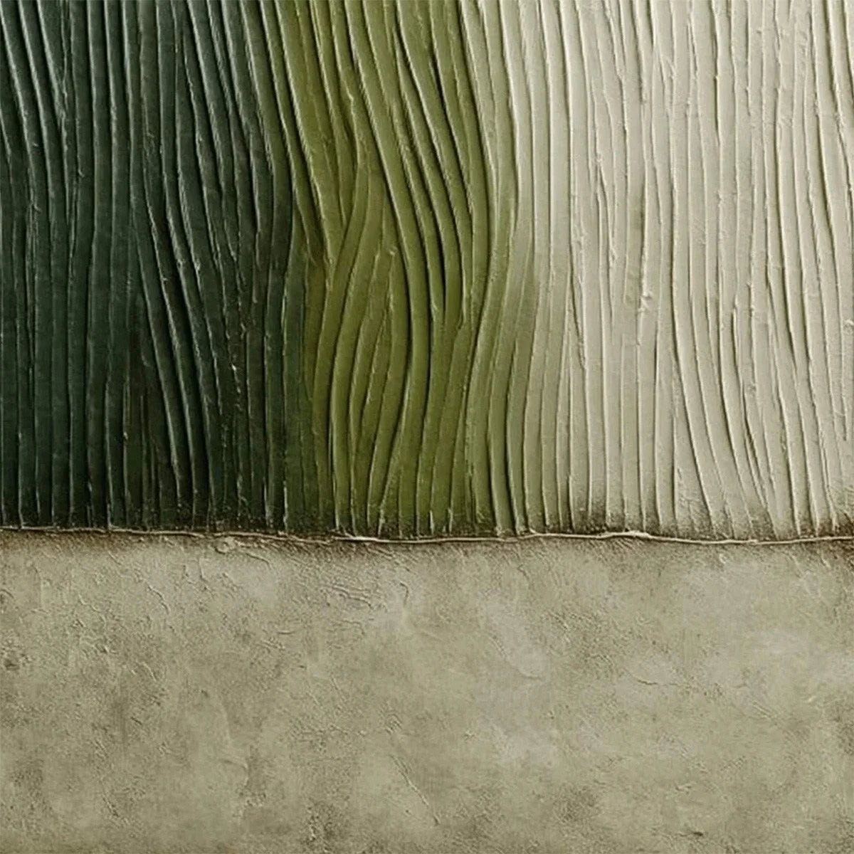 VERDANT GROOVE: Textured Wabi Sabi Abstract Landscape Painting | rolled canvas, ready for custom framing
