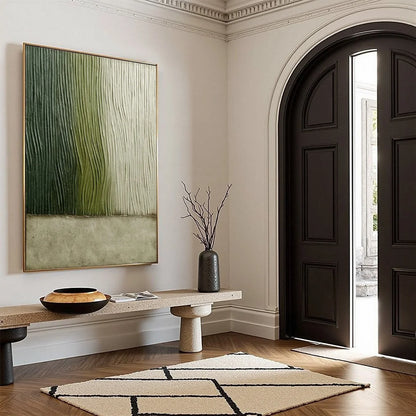 VERDANT GROOVE: Textured Wabi Sabi Abstract Landscape Painting | multi-color palette, original oil on stretched canvas art