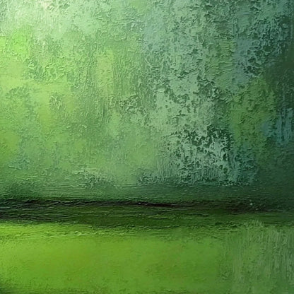 VERDANT HORIZON: Large Textured Green Abstract Landscape Painting | rolled canvas, ready for custom framing