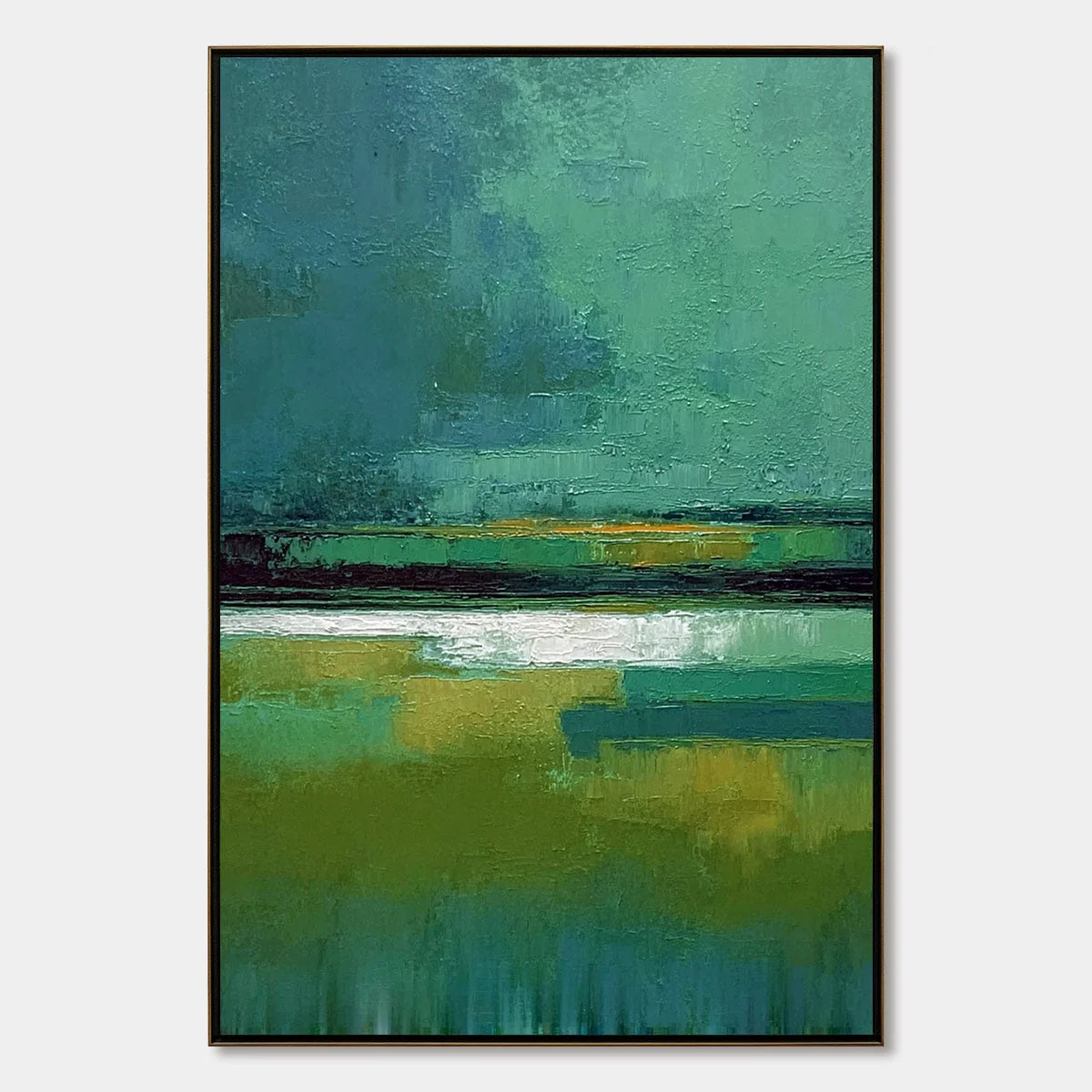 VERDANT HORIZON: Textured Wabi Sabi Abstract Landscape Painting | hanging in living room, Abstract wall art