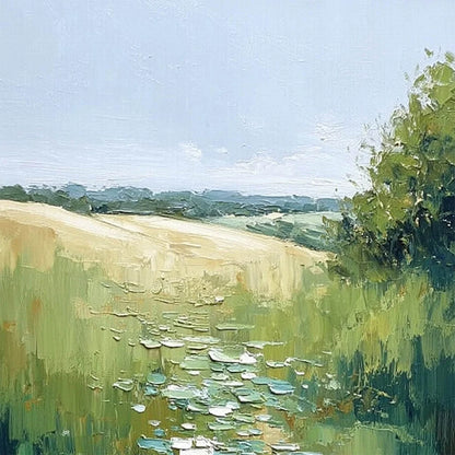 VERDANT PATH: Textured Impasto Landscape Painting | rolled canvas, ready for custom framing