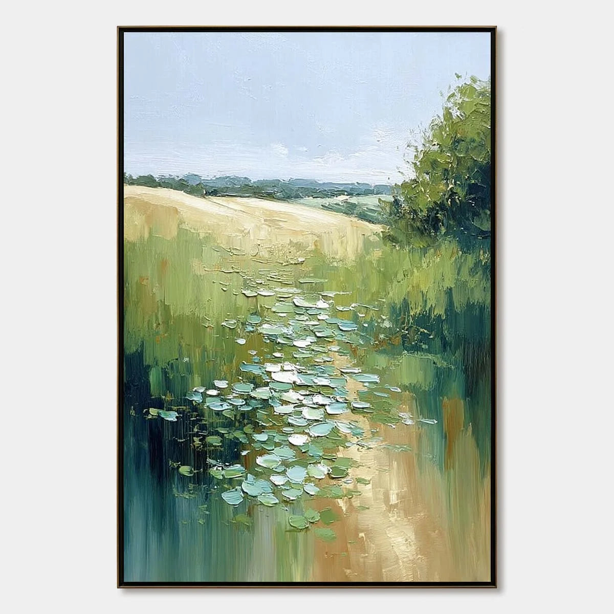 VERDANT PATH: Textured Impasto Landscape Painting | hanging in living room, Landscape wall art