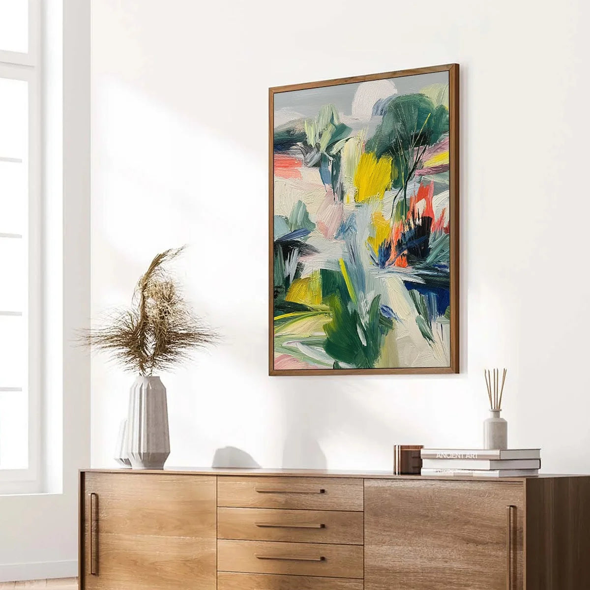VERDANT RHYTHM: Vibrant Abstract Landscape Oil Painting with Textured Brushstrokes | multi-color palette, original oil on stretched canvas art