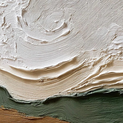 VERDANT RIDGE: Textured Wabi Sabi Abstract Landscape Painting | rectangular format, hand-painted canvas edge