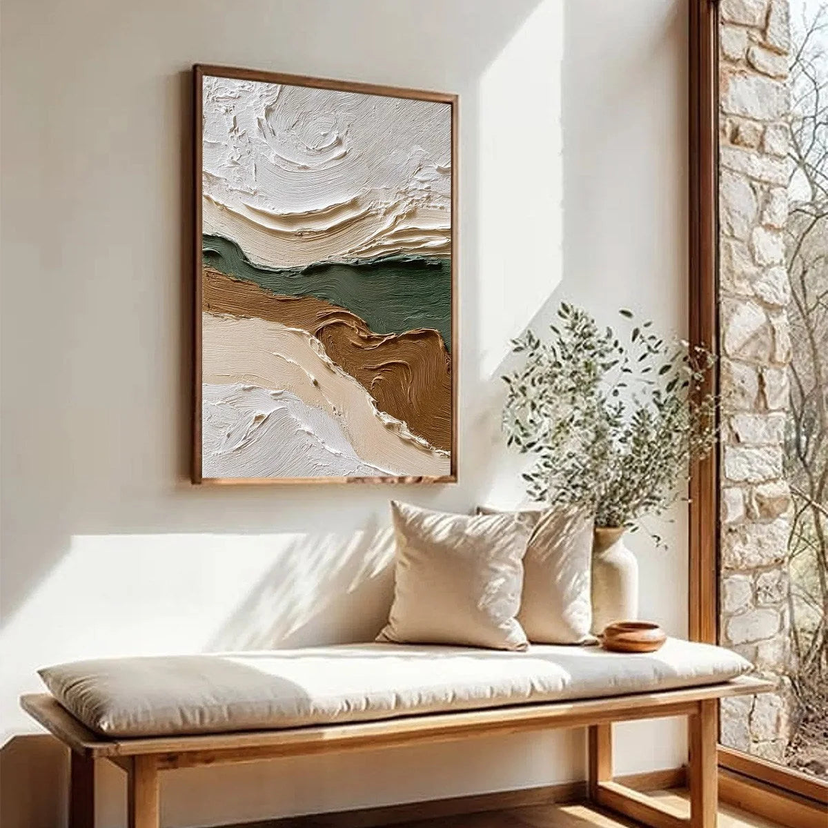 VERDANT RIDGE: Textured Wabi Sabi Abstract Landscape Painting | multi-color palette, original oil on stretched canvas art