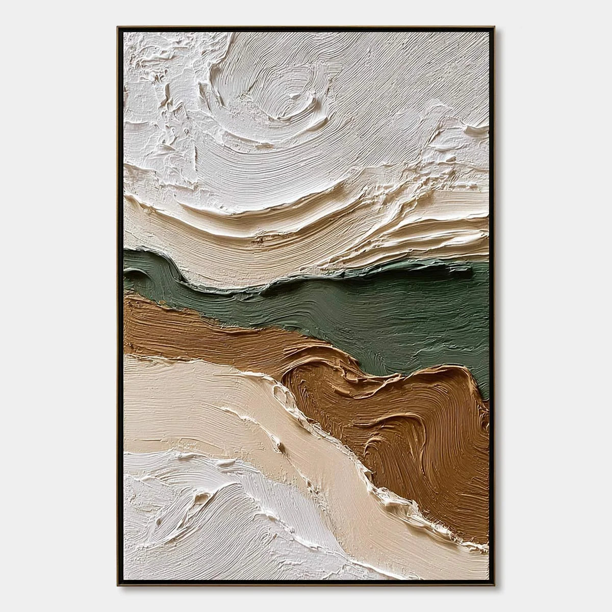 VERDANT RIDGE: Textured Wabi Sabi Abstract Landscape Painting | hanging in living room, Abstract wall art