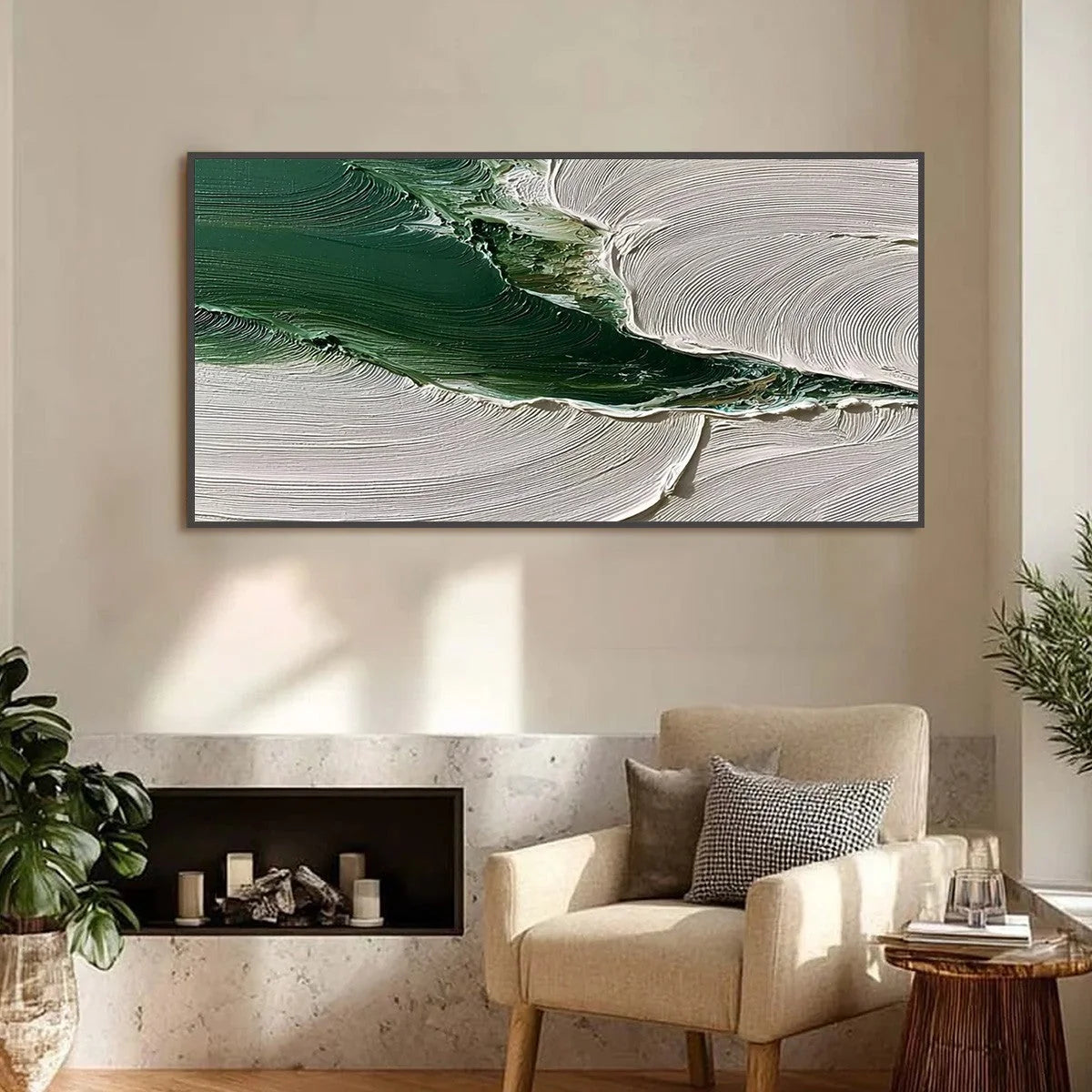 VERDANT RIFT: Heavy Texture Abstract Landscape Oil Painting | Abstract closeup, raised brushwork detail