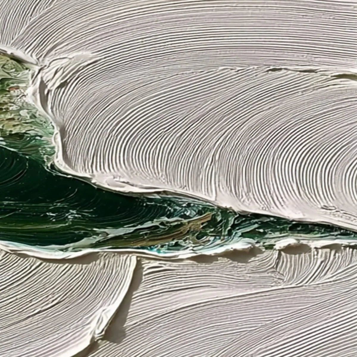 VERDANT RIFT: Heavy Texture Abstract Landscape Oil Painting | rectangular format, hand-painted canvas edge