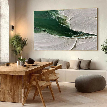VERDANT RIFT: Heavy Texture Abstract Landscape Oil Painting | Abstract mood, soft natural light studio shot