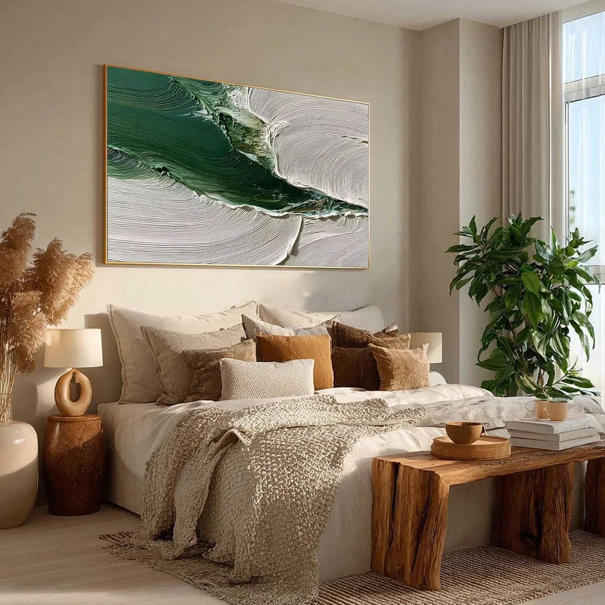 VERDANT RIFT: Heavy Texture Abstract Landscape Oil Painting | multi-color palette, original oil on stretched canvas art