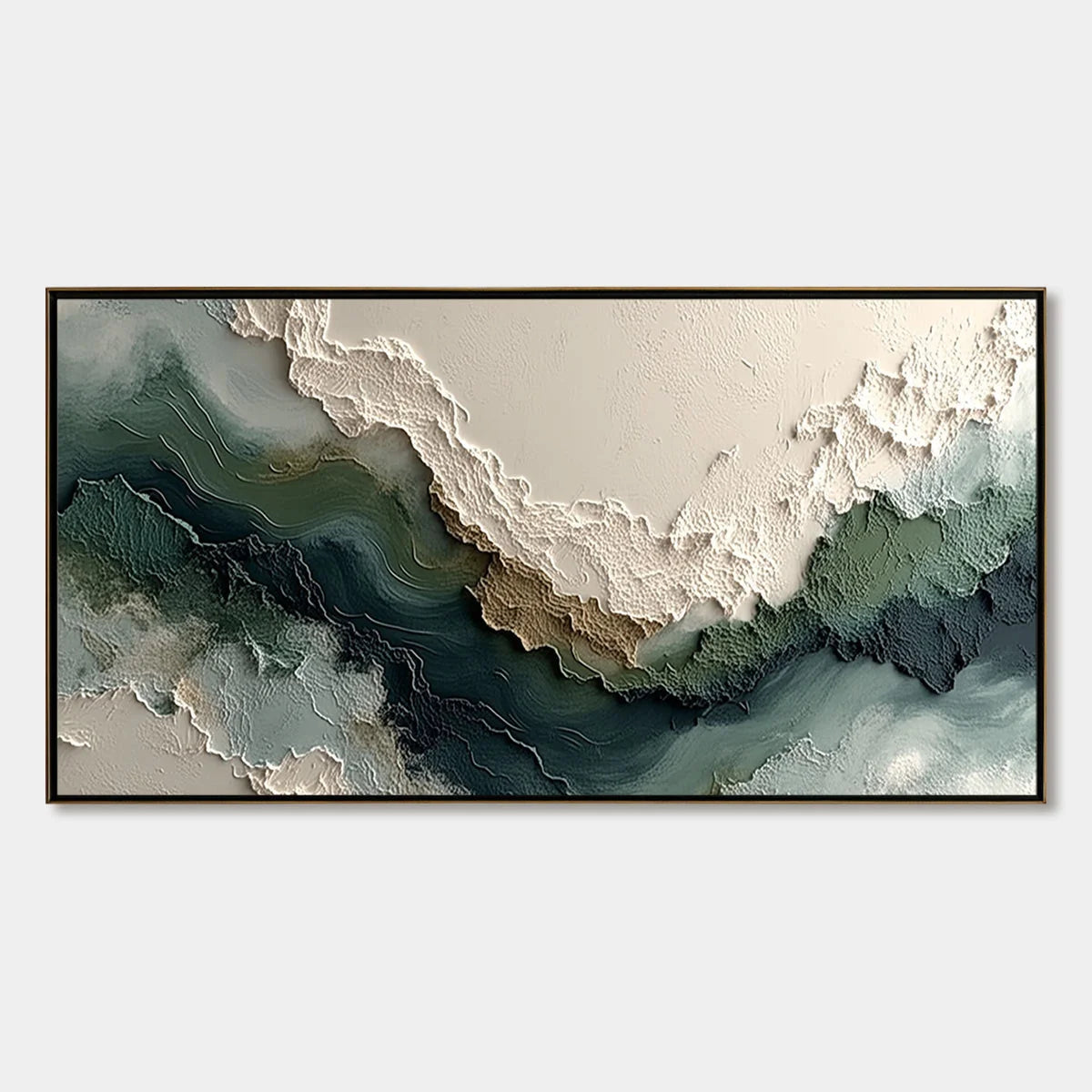 VERDANT RIFT: Textured Wabi Sabi Abstract Landscape Painting | hanging in living room, Abstract wall art