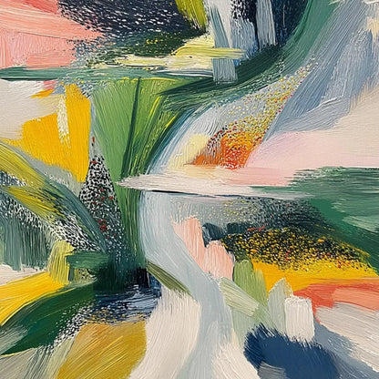 VERDANT RUSH: Vibrant Textured Abstract Landscape Painting | rolled canvas, ready for custom framing