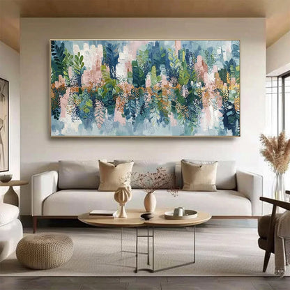 VERDANT SANCTUARY: Colorful Abstract Botanical Textured Painting | Abstract closeup, raised brushwork detail
